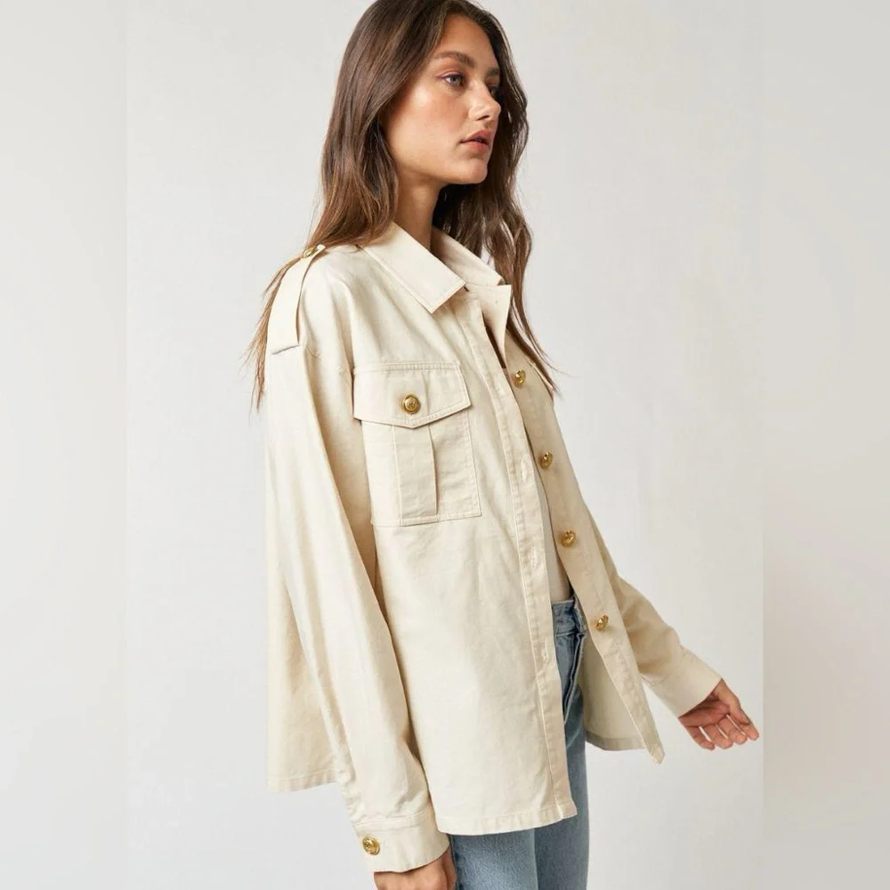 La Lavon Olive Cotton Jacket - Picture 3 of 8
